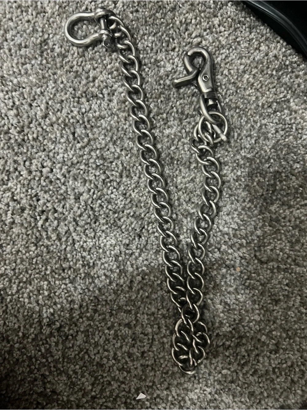 Men's Black Leather Keychain with Antique Silver Gun Accent and chain